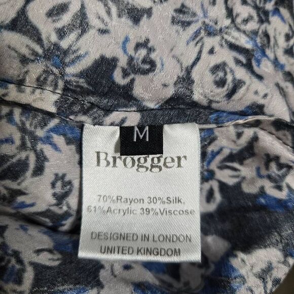 Brogger Dress Ruffle-Trim Floral Size Medium Black Pin Blue - Picture 12 of 12